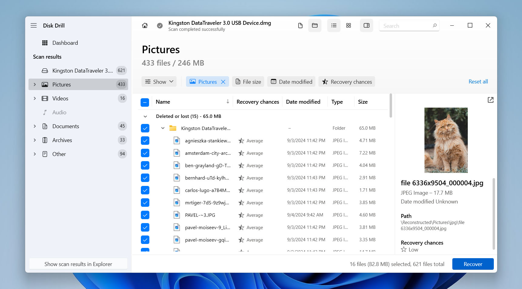 preview and select files