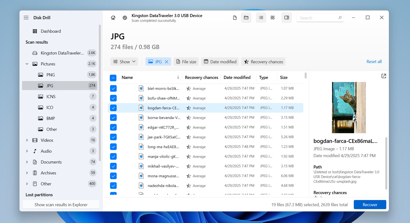 review files in results