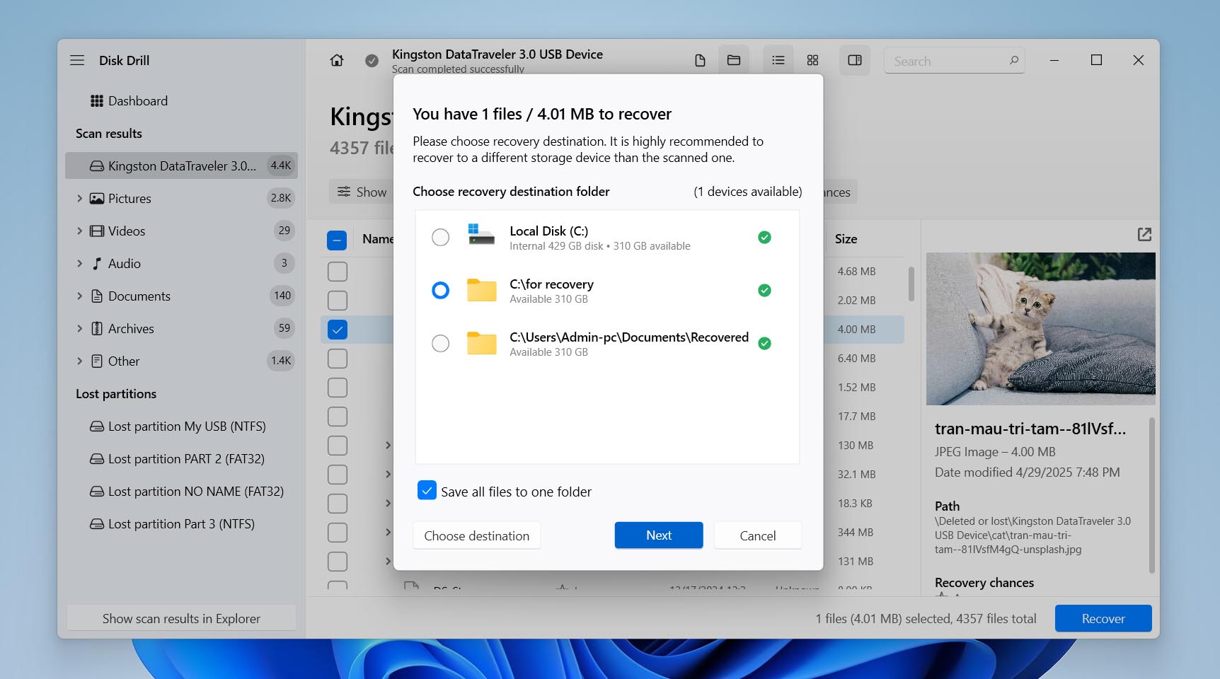 choose save location for files