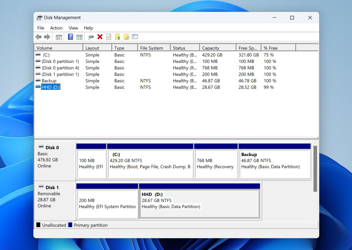 check drive in disk management