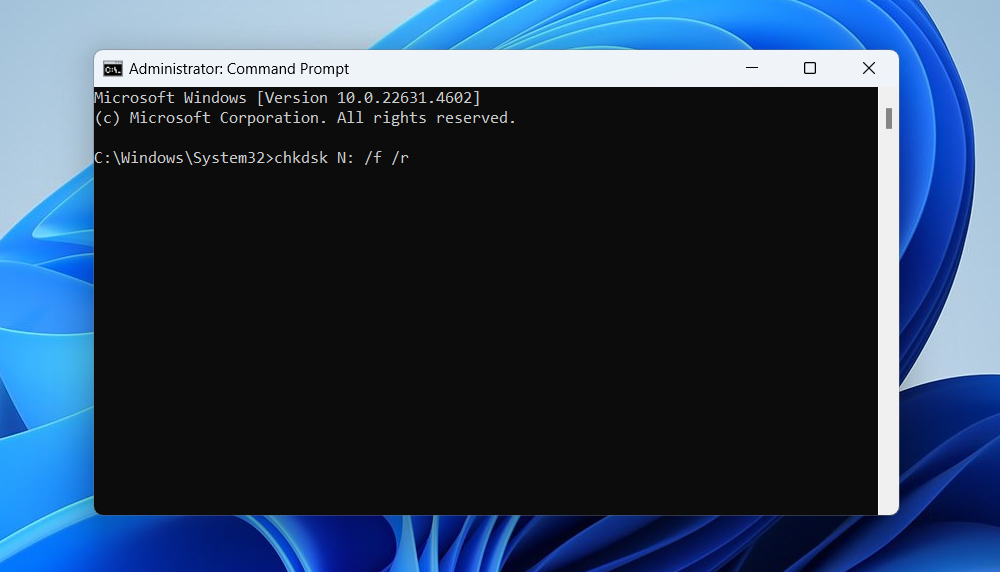 run chkdsk command