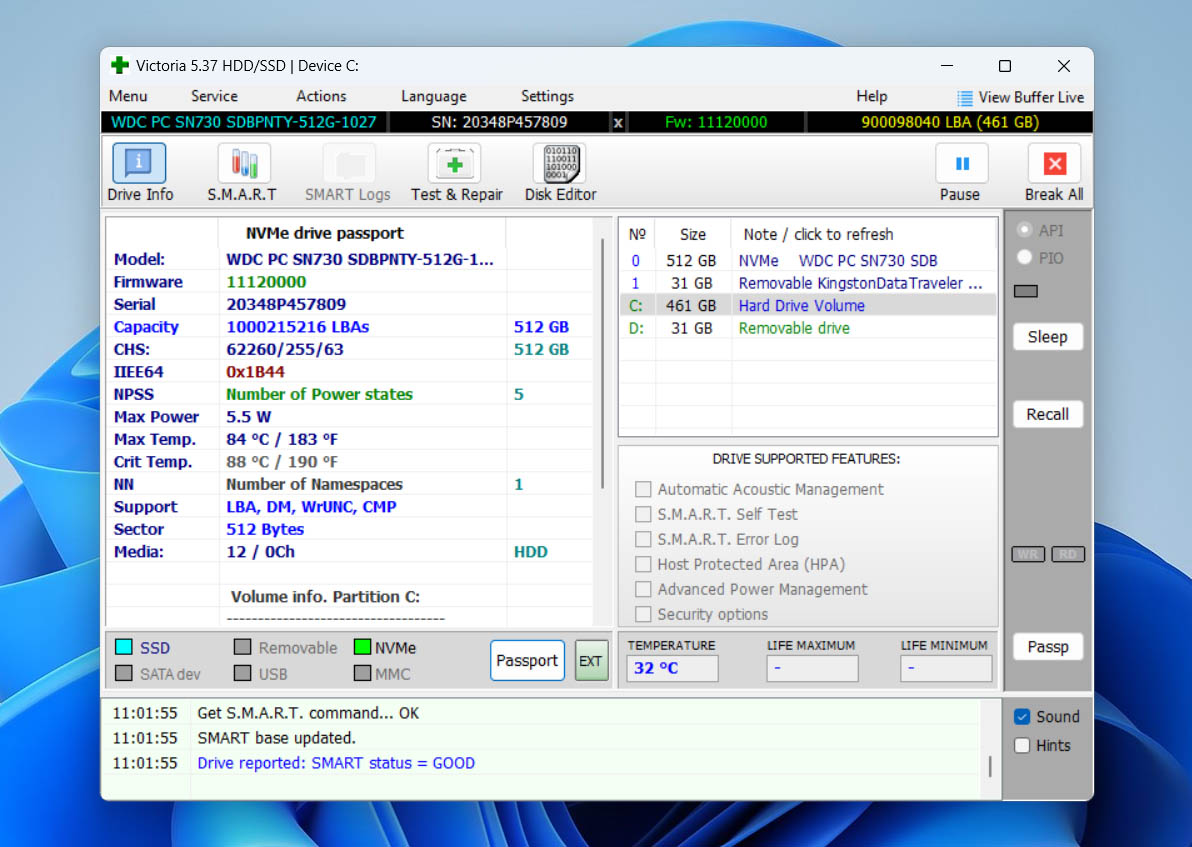 disk info victoria