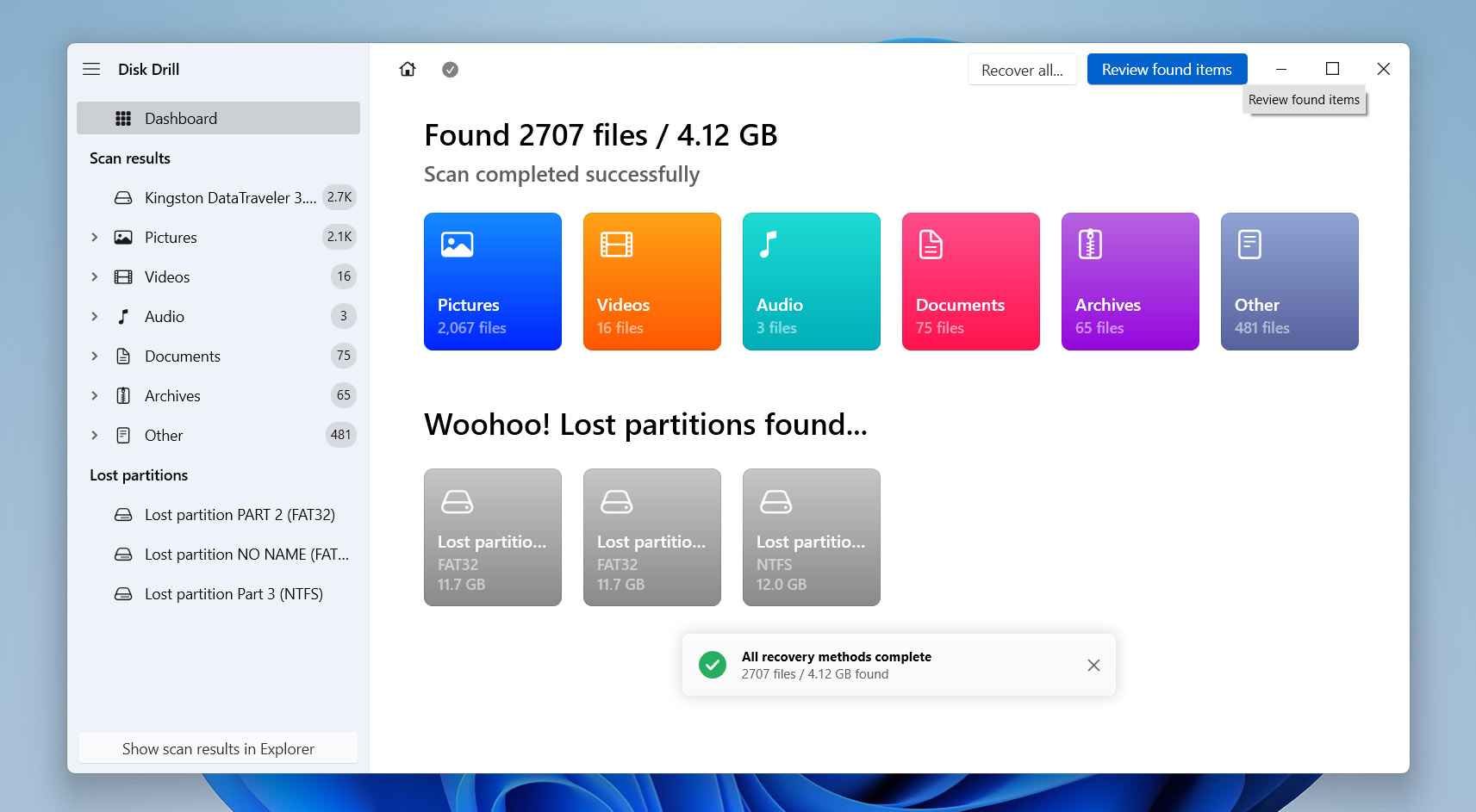 review found data in disk drill