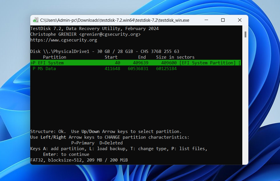 select found partition