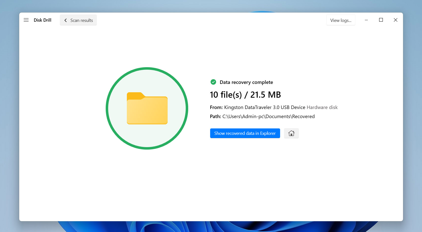 success file recovery in disk drill