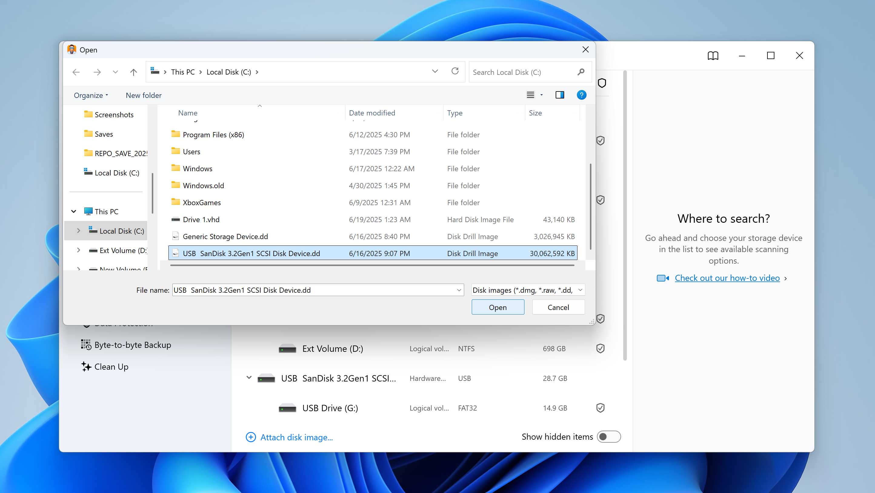 choose drive image