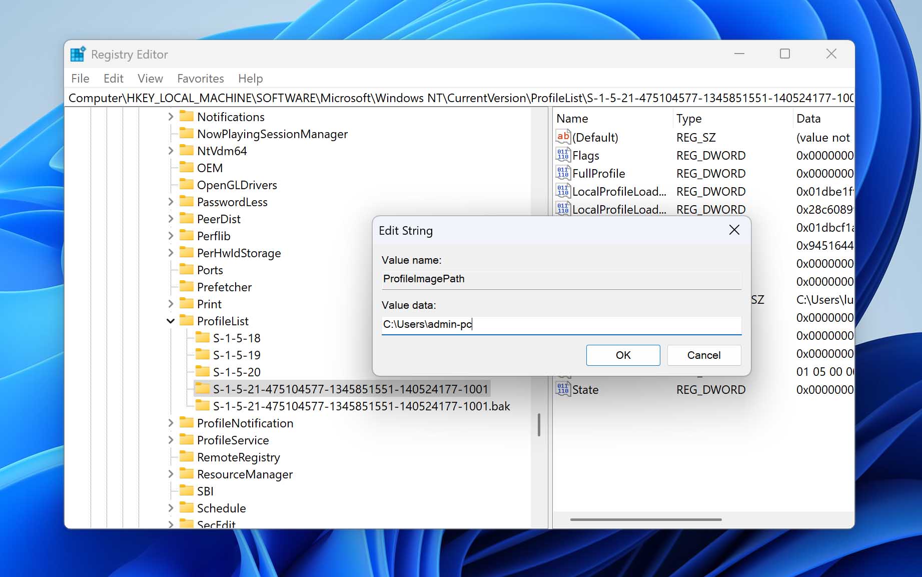 change user folder path