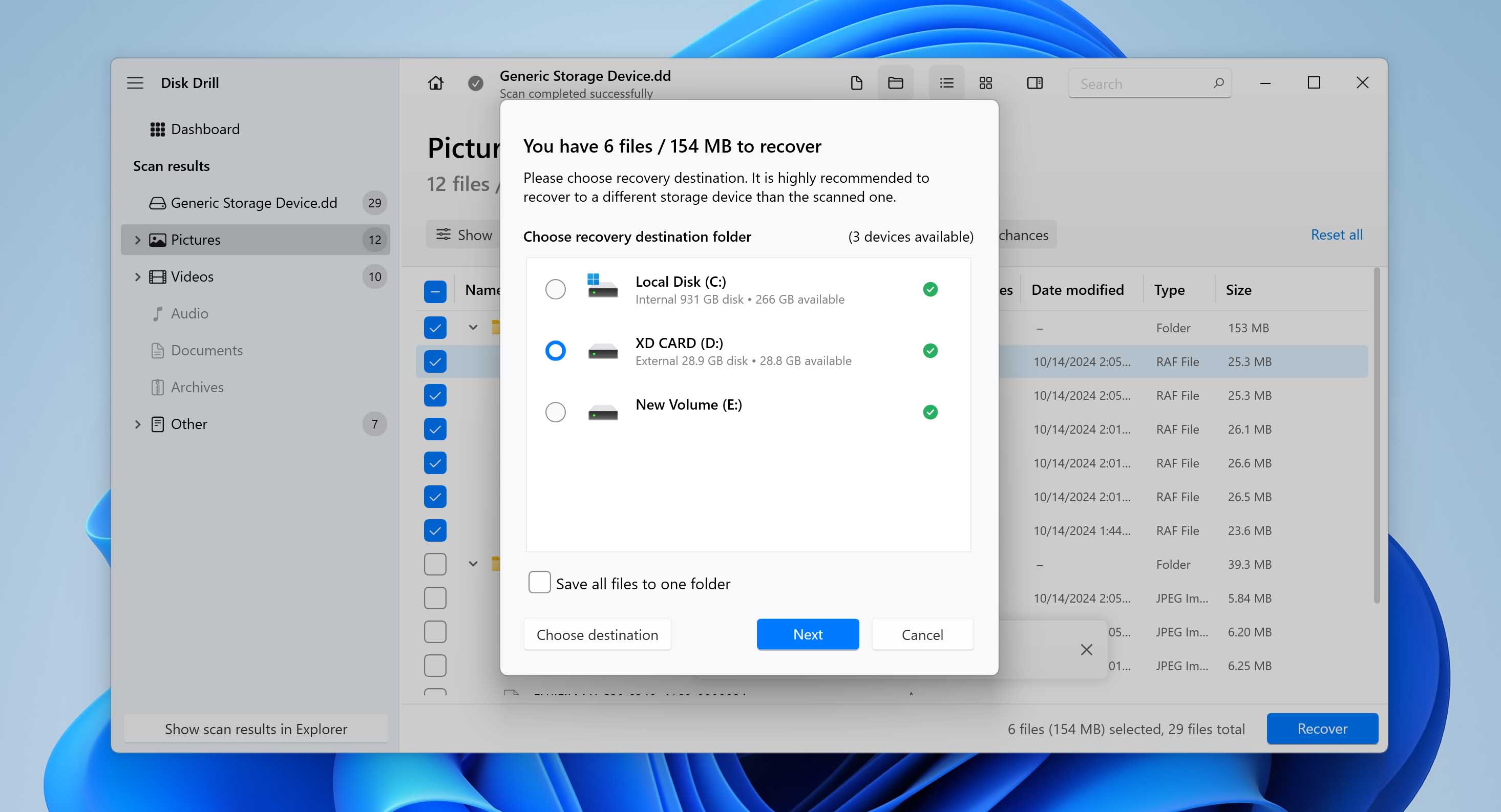 choose save location for files