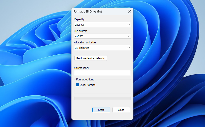 configure format parameters