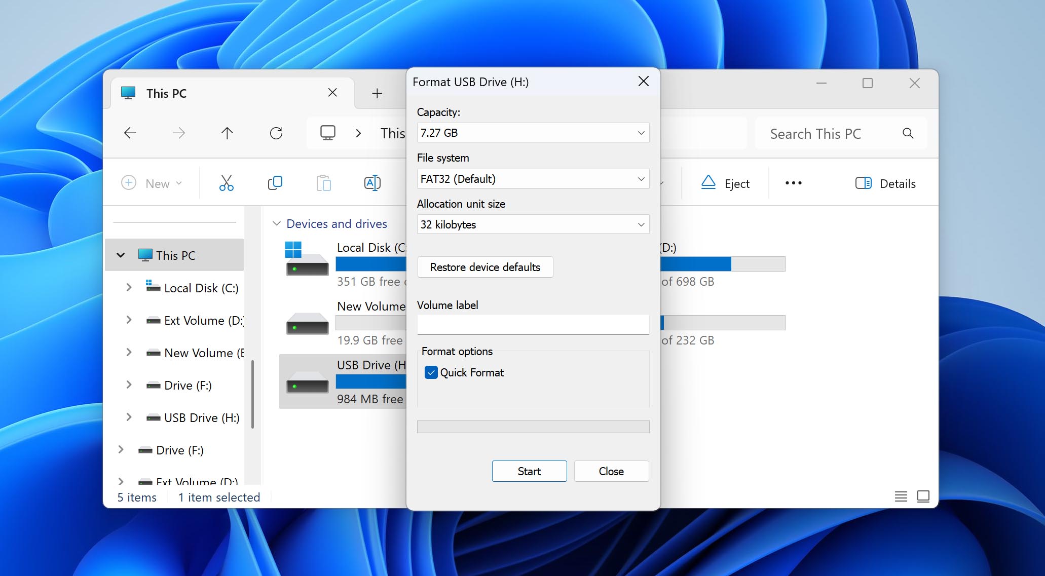 configure format options