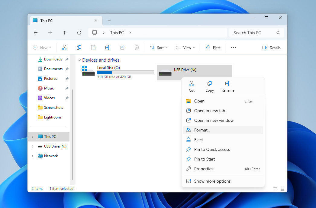 click format on sd card