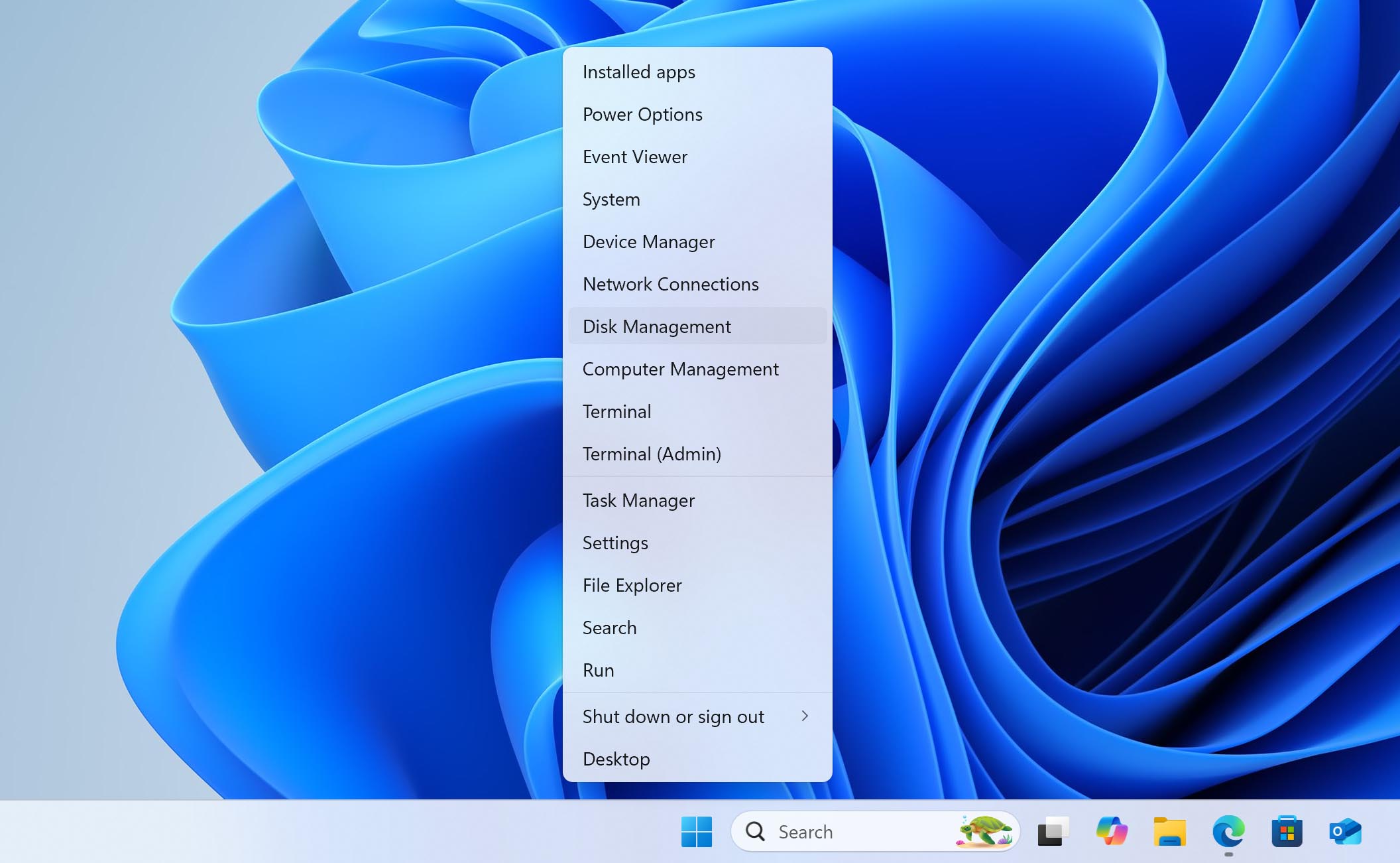 open disk management