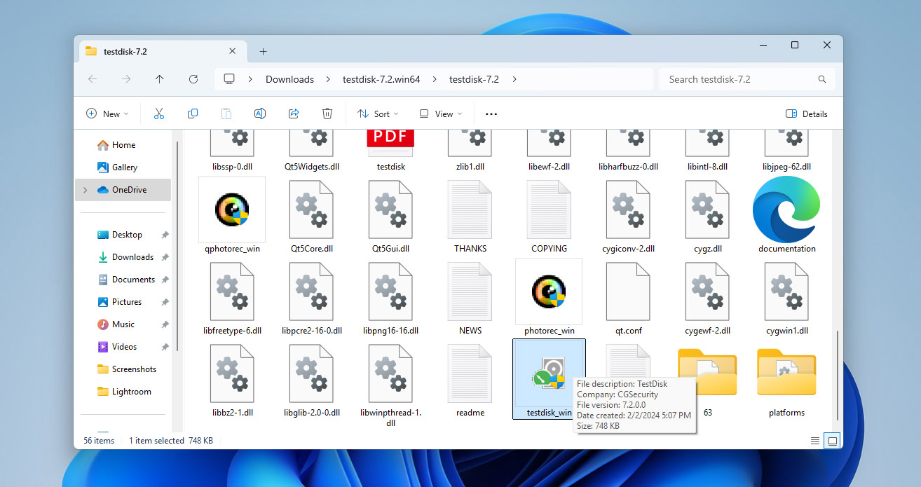 run testdisk app