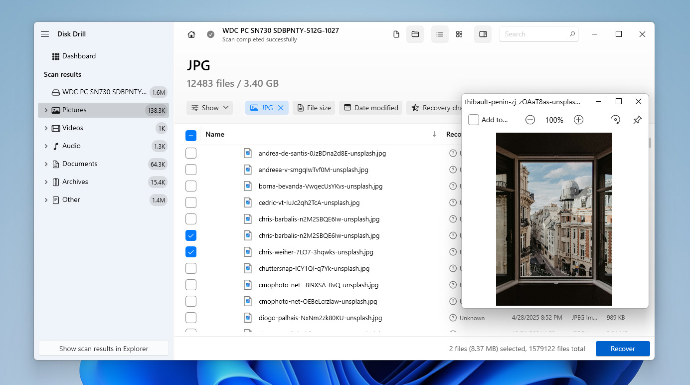 preview files in disk drill