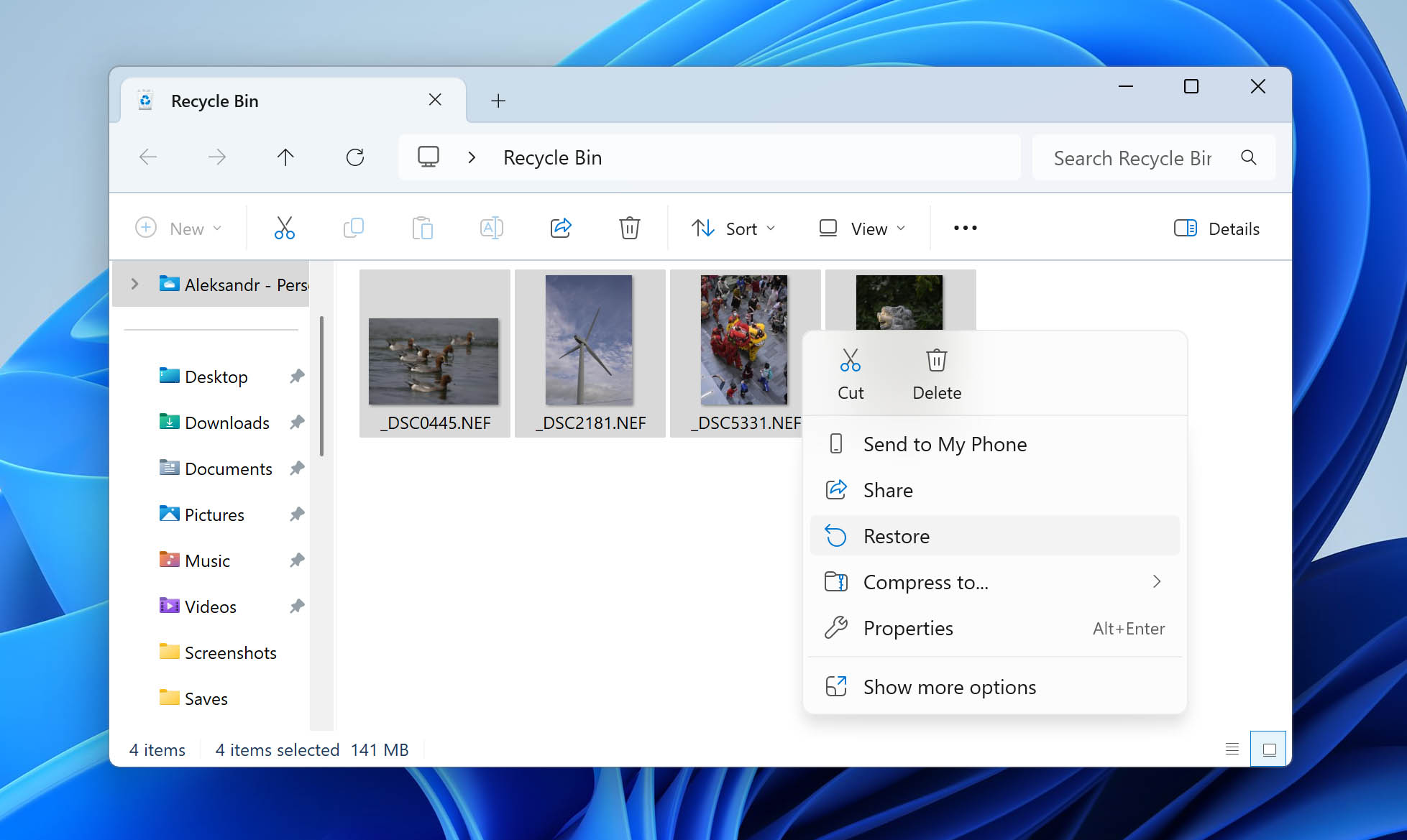 restore nef files