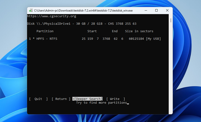 run deep research in testdisk