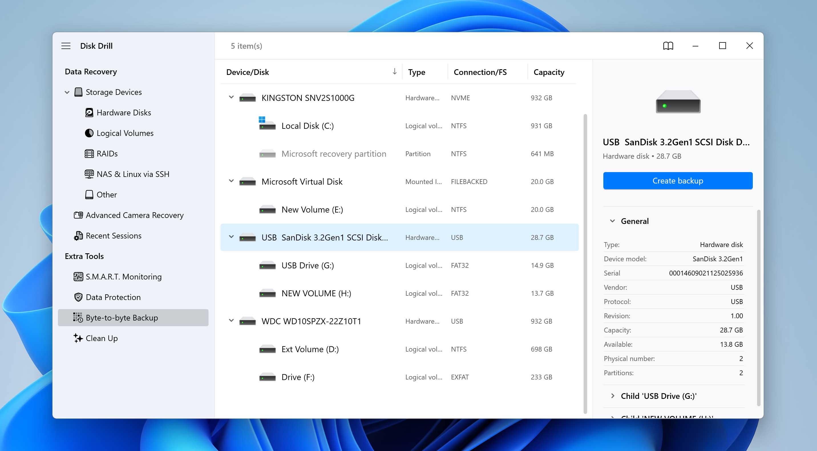 choose drive for backup