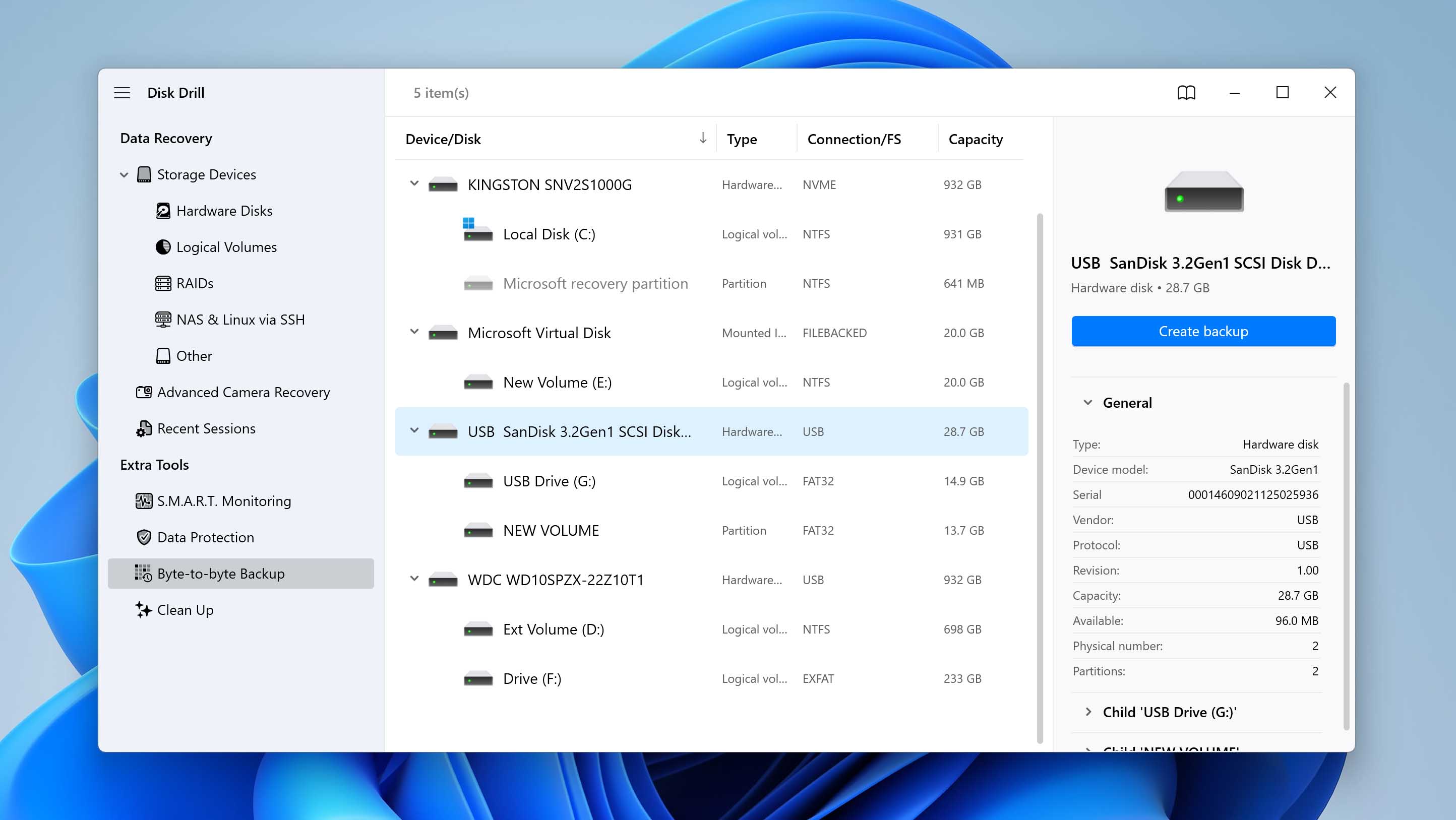 choose drive for backup