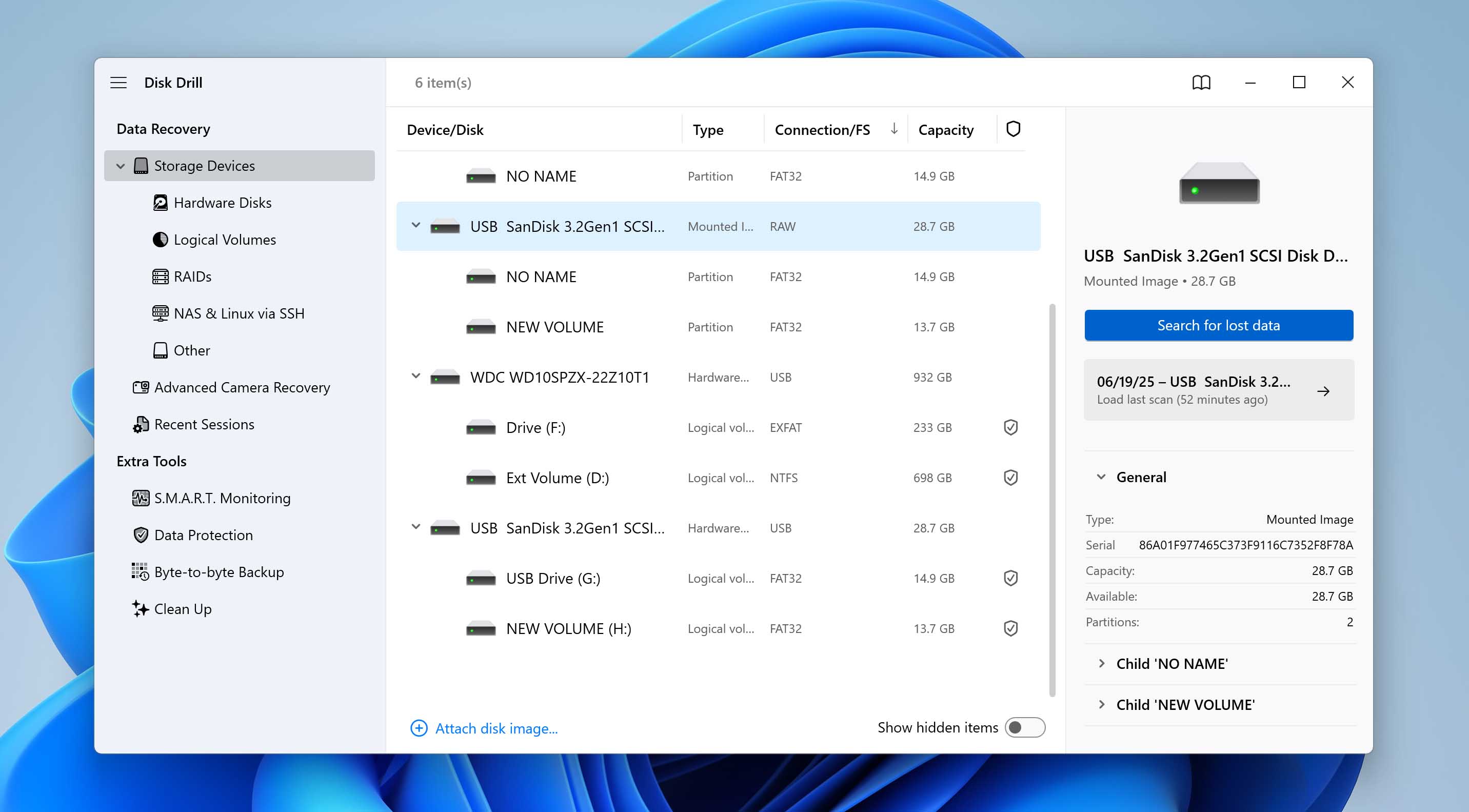 scan drive image in disk drill
