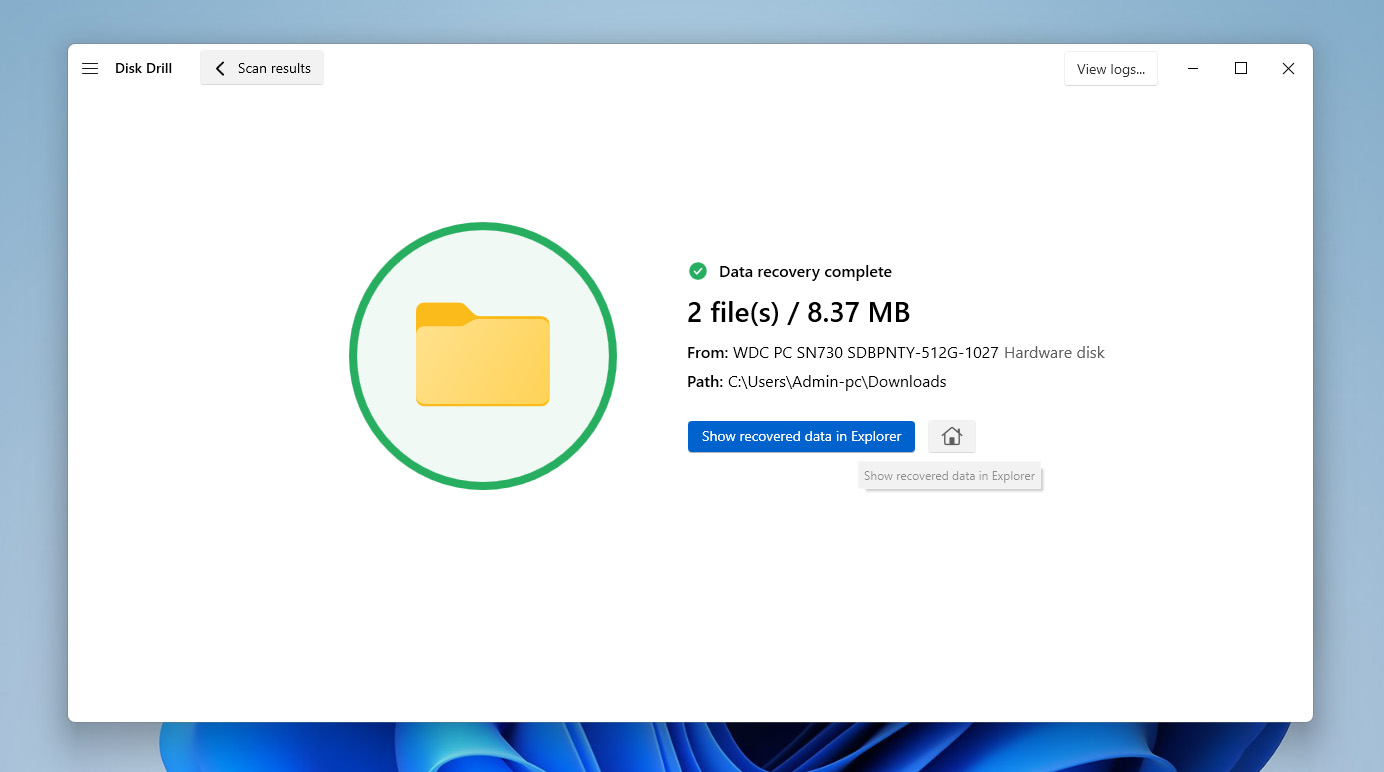 disk drill success recovery