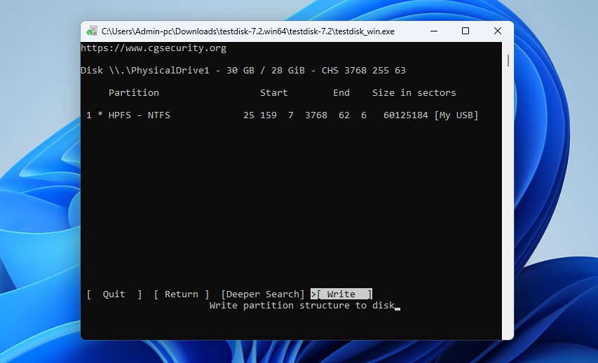 write partition on sd card