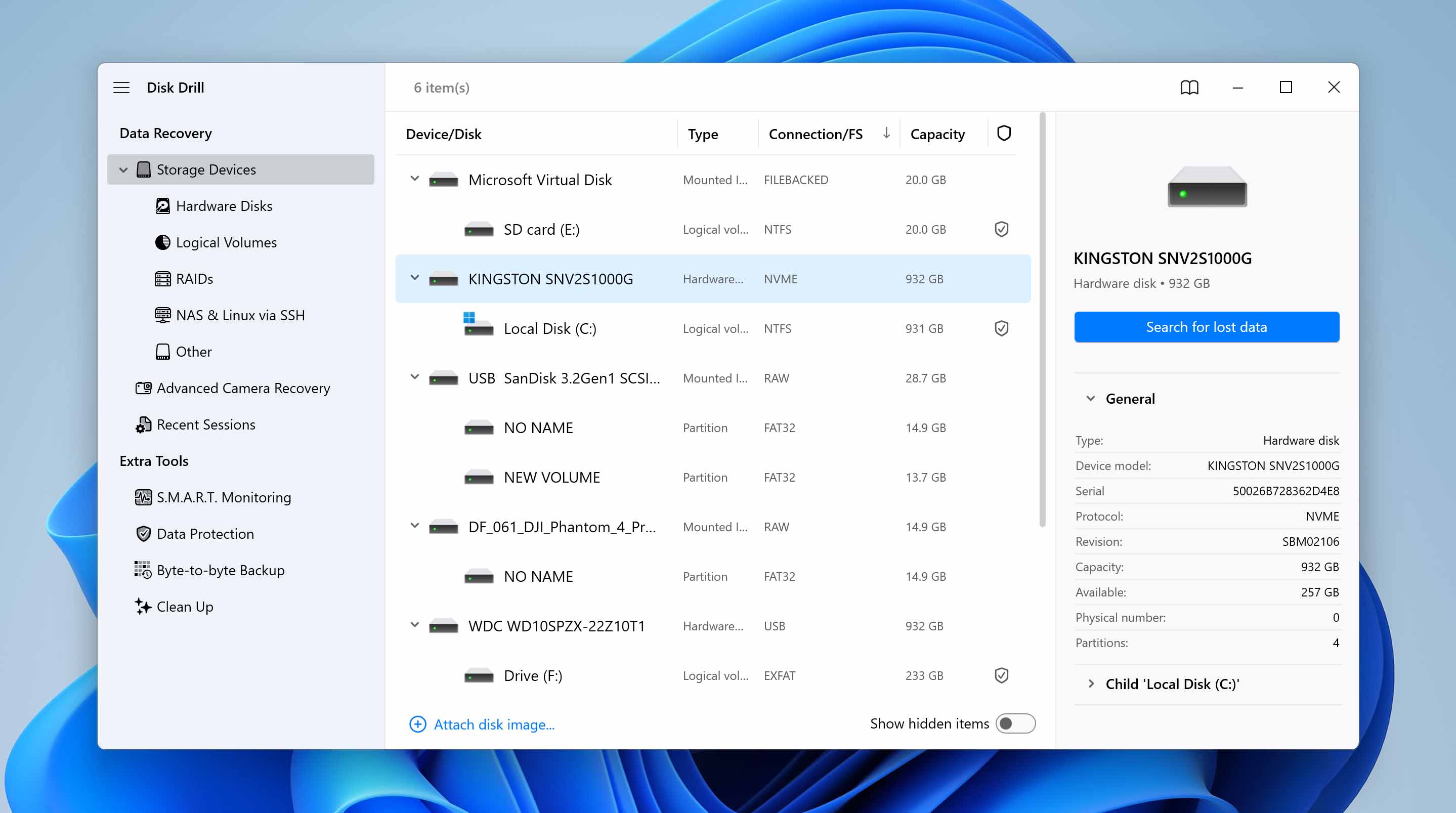 disk drill UI 