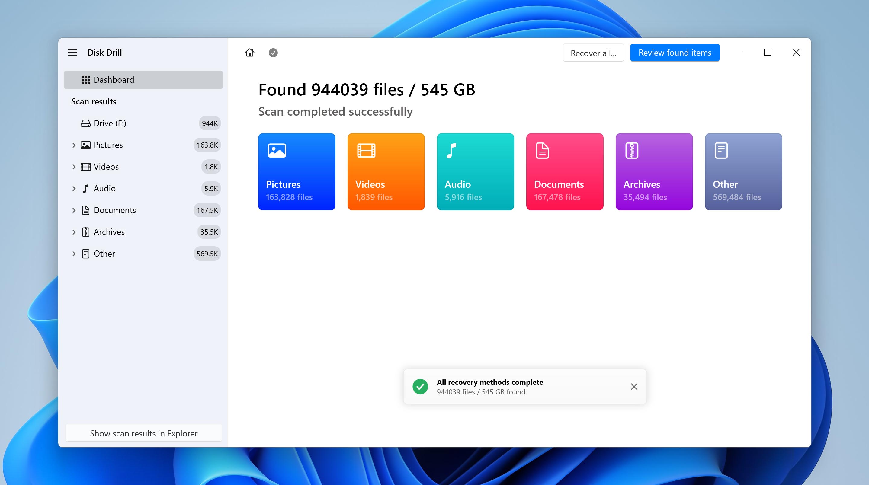 disk drill scan internal drive