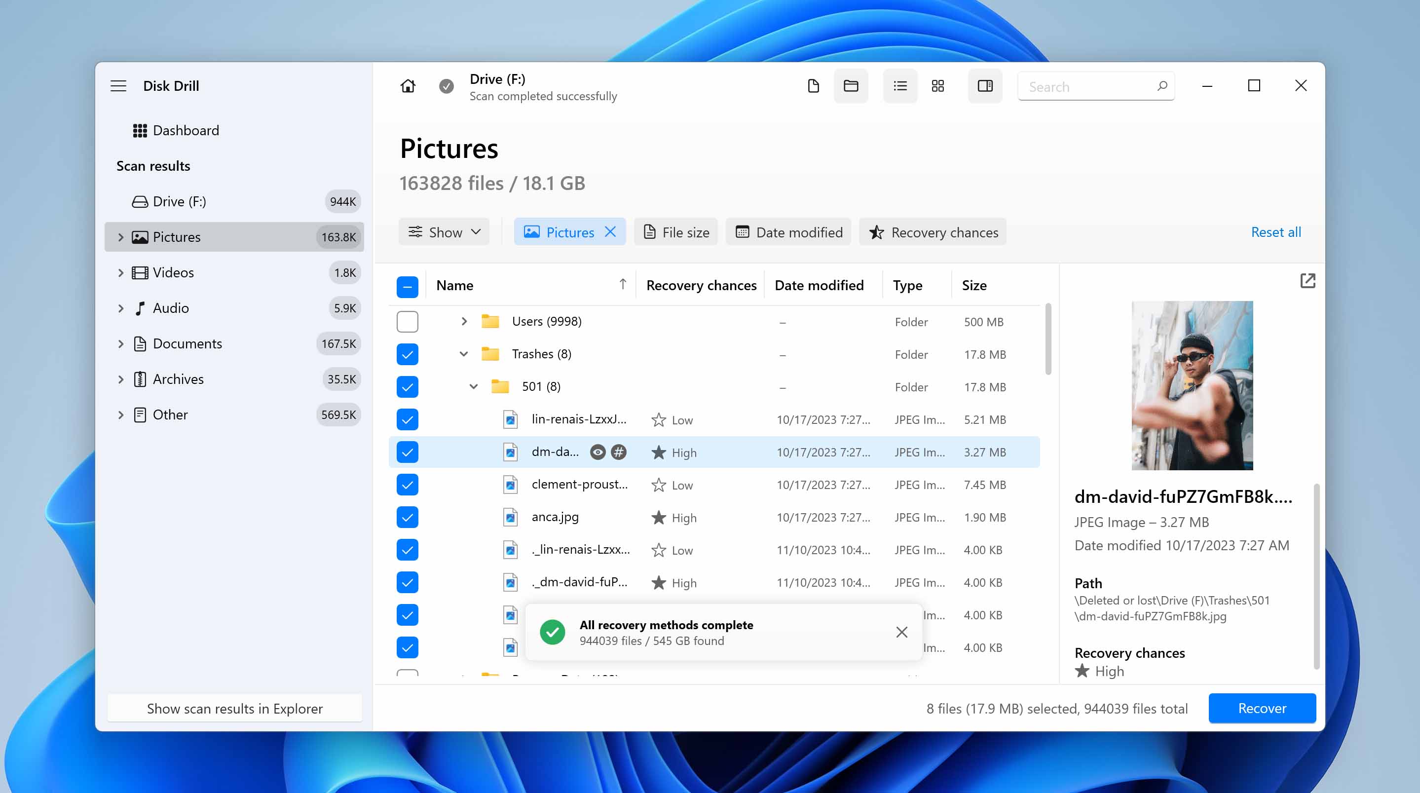 review found data on internal drive