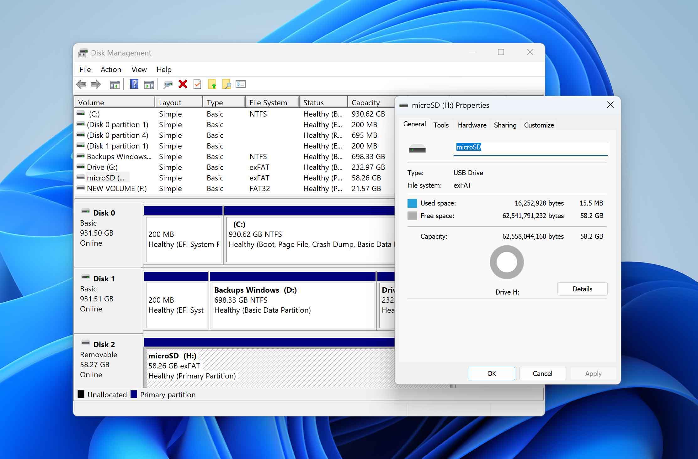 check microSD card capacity