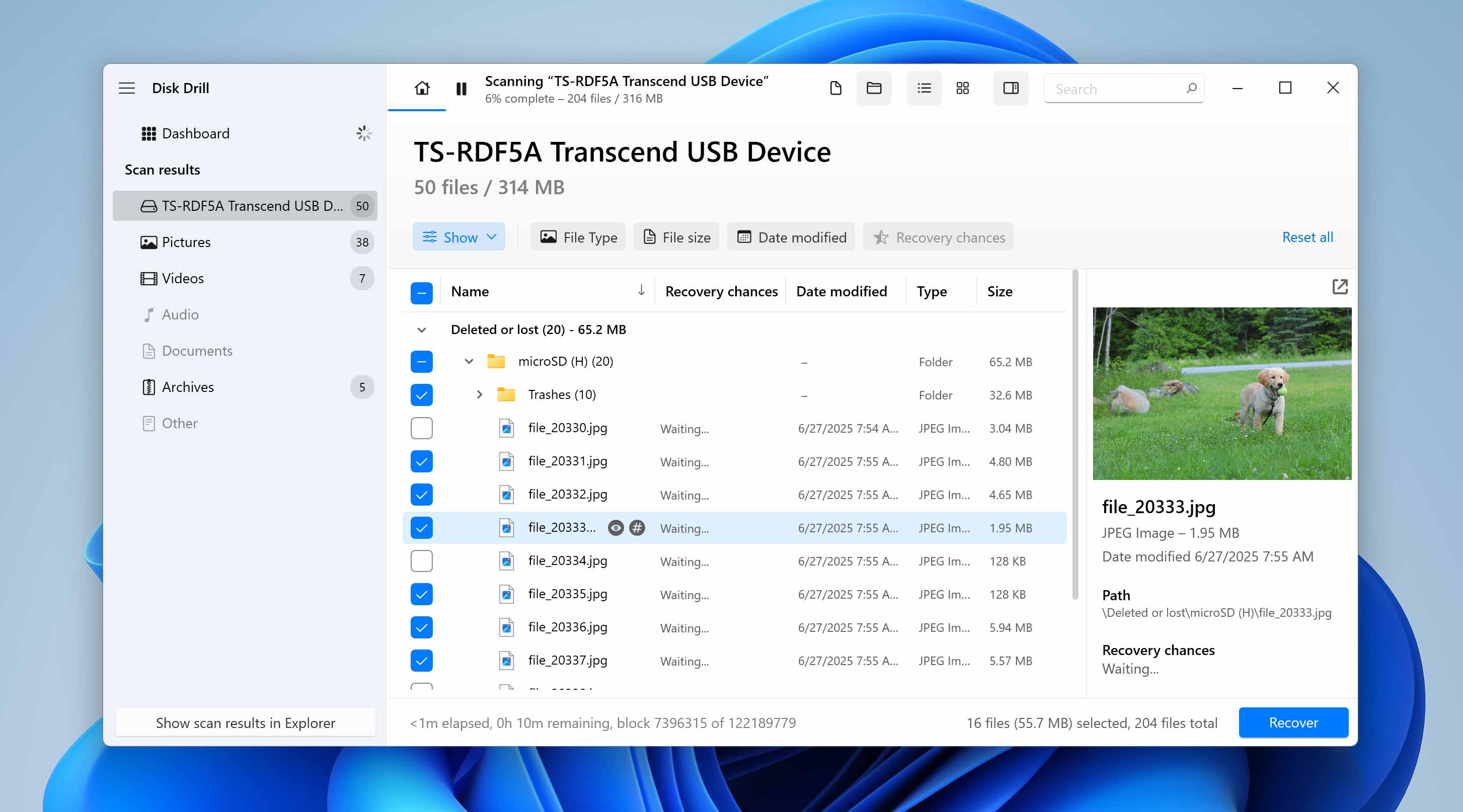 preview found data on microSD card