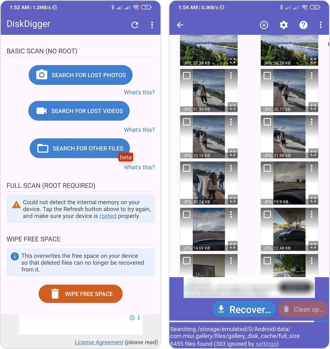 run diskdigger on android